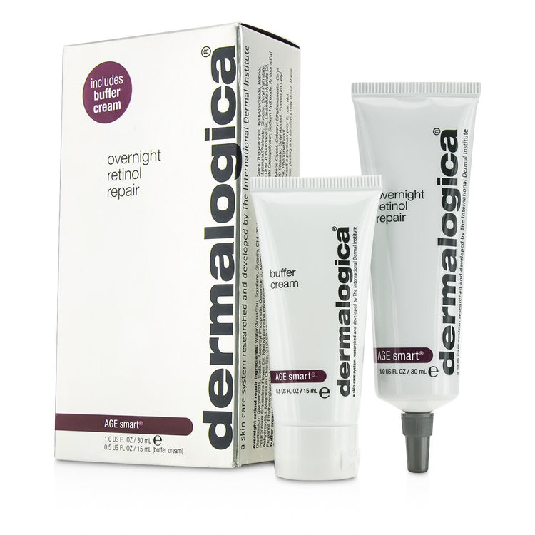 Dermalogica/ダーマロジカ+エージ スマート セット: オーバーナイト レチノール リペア 30ml + バッファ クリーム 15ml +2pcs ブランドコスメ