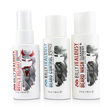 Billy Jealousy/ビリージェラシー+ウィク ベアード ケア トリオ セット : 1x ベアード ウォッシュ 60ml + 1x ベアード コントロール 60ml + 1x ベアード オイル 60ml +3pcs ブランドコスメ