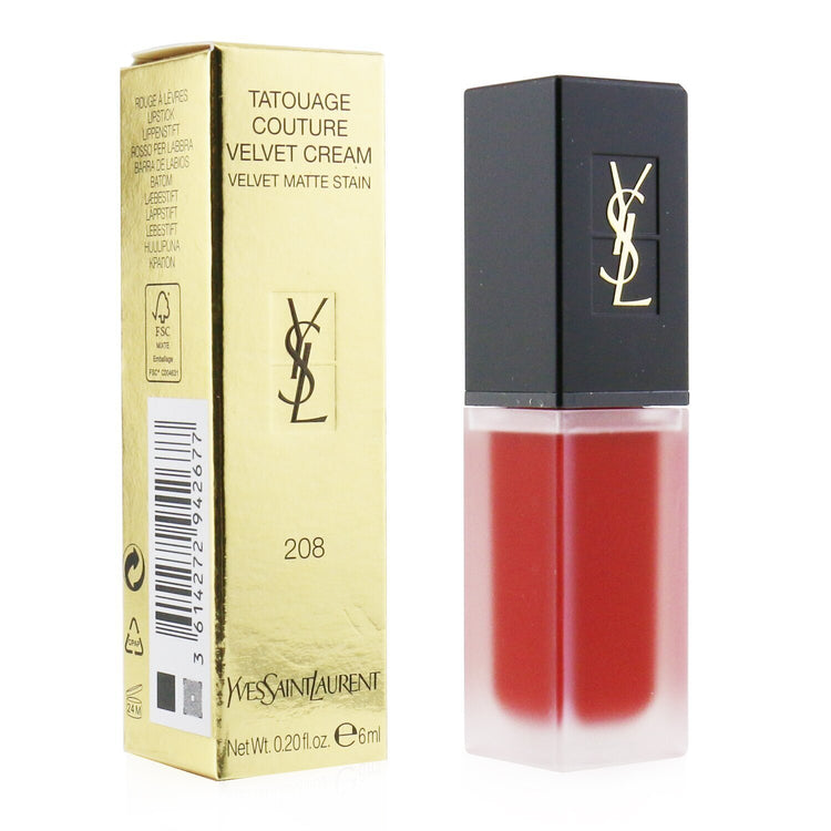 Yves Saint Laurent/イヴ・サンローラン+タトワージュ クチュール ベルベットクリーム+6ml/0.2oz+# 208 ルージュ ファクション ブランドコスメ