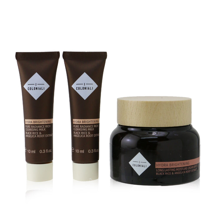 Empowered Beauty Remedies Travel Set With Bag: 1x Hydra Brightening - Long Lasting Moisture Cream SPF 15 - 50ml/1.7oz + 2x Hydra Brightening - Pure Radiance Rich Cleansing Milk - 10ml/0.3oz + 1x bag
