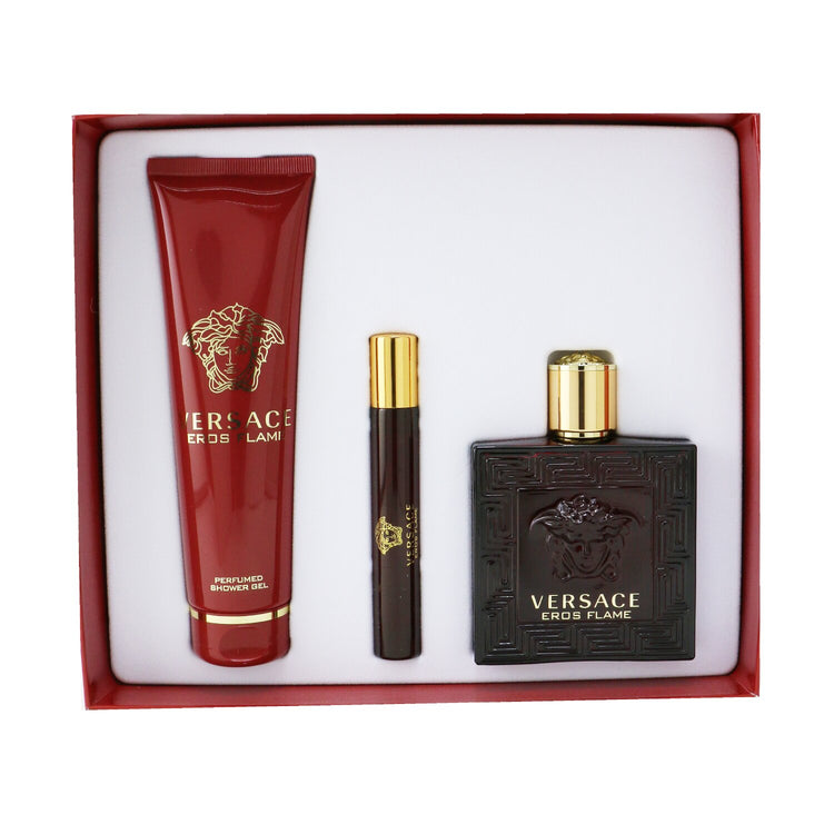 Versace/ヴェルサーチ+エロスフレームコフレ;オーデパルファムスプレ100ml/3.4oz+ オーデパルファムスプレ10ml/0.3oz+ シャワージェル150m/5oz+3pcs ブランドコスメ