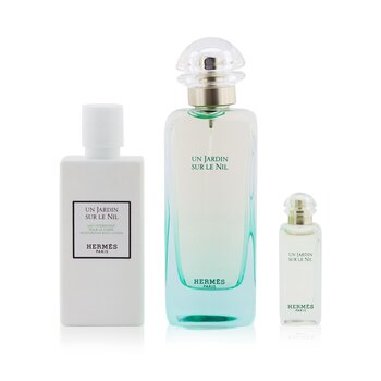 Un Jardin Sur Le Nil Coffret: Eau De Toilette Spray 100ml/3.3oz + Eau De Toilette 7.5ml/0.25oz + Moisturizing Body Lotion 80ml/2.7oz